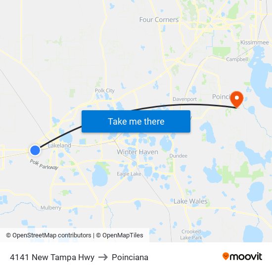 4141 New Tampa Hwy to Poinciana map