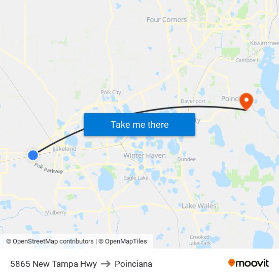 5865 New Tampa Hwy to Poinciana map