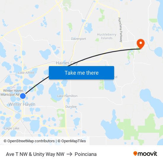 Ave T NW & Unity Way NW to Poinciana map