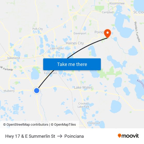 Hwy 17 & E Summerlin St to Poinciana map
