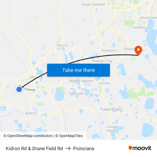 Kidron Rd & Drane Field Rd to Poinciana map