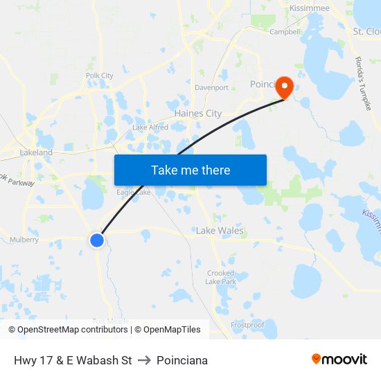 Hwy 17 & E Wabash St to Poinciana map