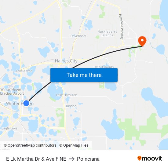 E Lk Martha Dr & Ave F NE to Poinciana map