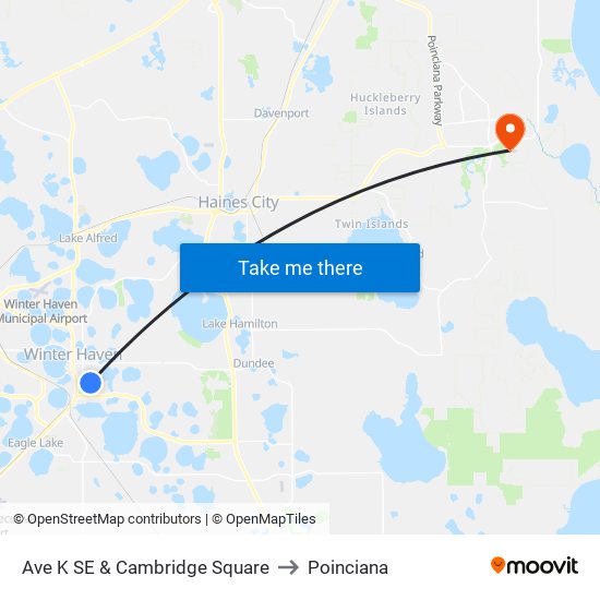 Ave K SE & Cambridge Square to Poinciana map