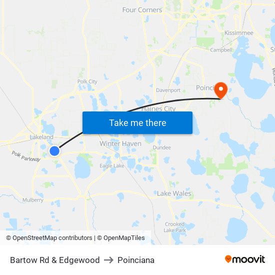 Bartow Rd & Edgewood to Poinciana map