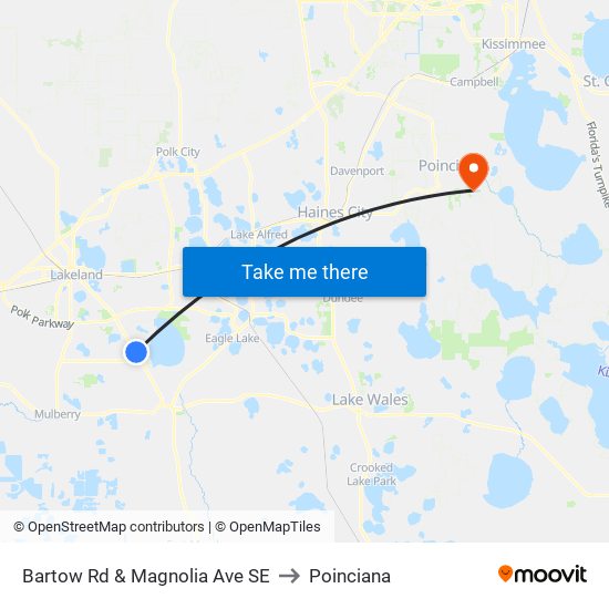 Bartow Rd & Magnolia Ave SE to Poinciana map