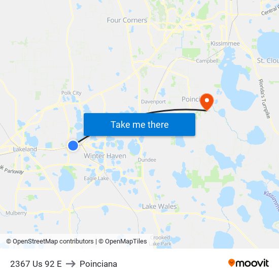 2367 Us 92 E to Poinciana map