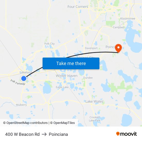 400 W Beacon Rd to Poinciana map