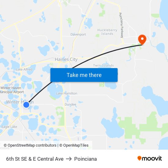 6th St SE & E Central Ave to Poinciana map