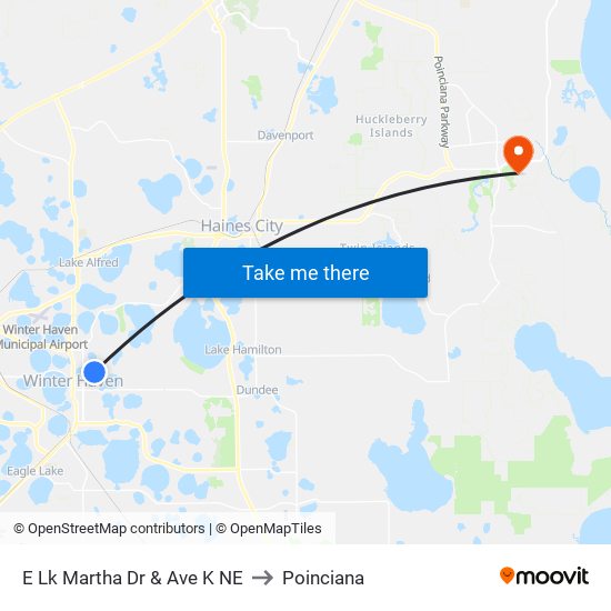 E Lk Martha Dr & Ave K NE to Poinciana map