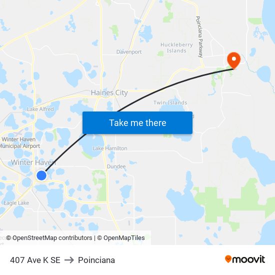 407 Ave K SE to Poinciana map