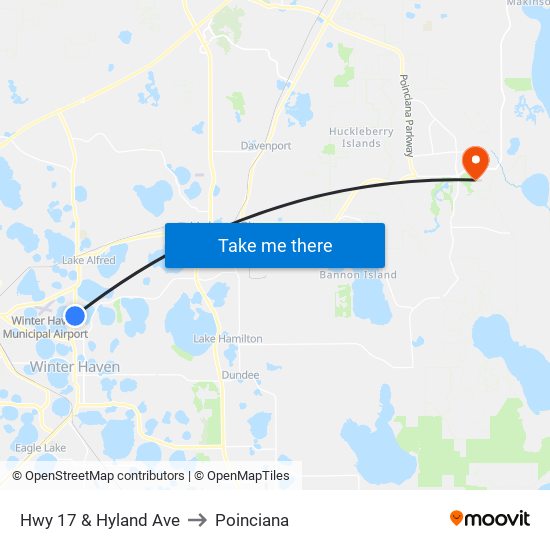 Hwy 17 & Hyland Ave to Poinciana map