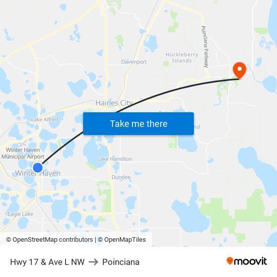 Hwy 17 & Ave L NW to Poinciana map