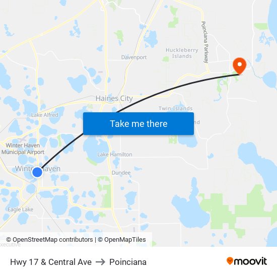 Hwy 17 & Central Ave to Poinciana map