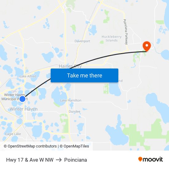 Hwy 17 & Ave W NW to Poinciana map