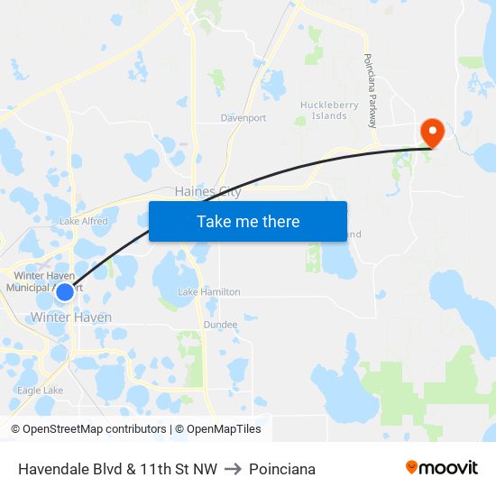 Havendale Blvd & 11th St NW to Poinciana map