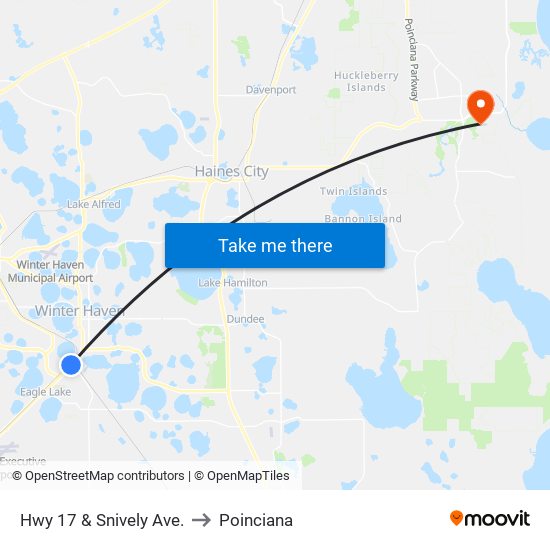 Hwy 17 & Snively Ave. to Poinciana map