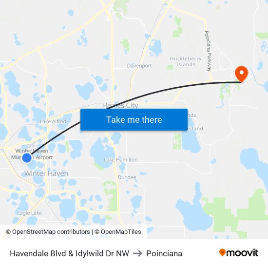 Havendale Blvd & Idylwild Dr NW to Poinciana map