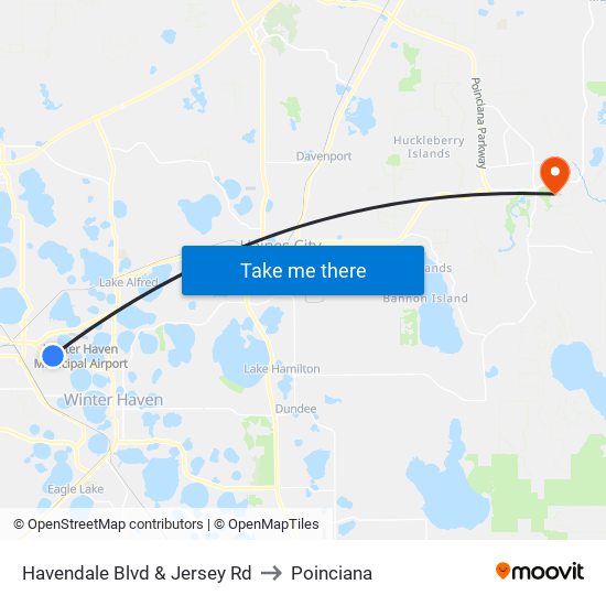 Havendale Blvd & Jersey Rd to Poinciana map