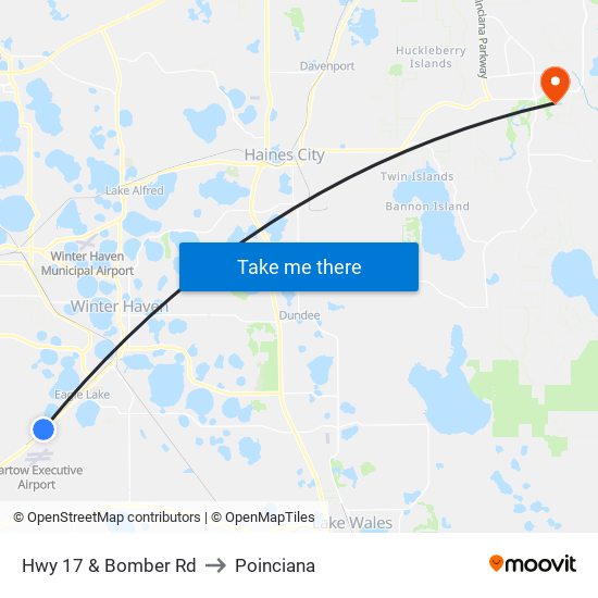 Hwy 17 & Bomber Rd to Poinciana map