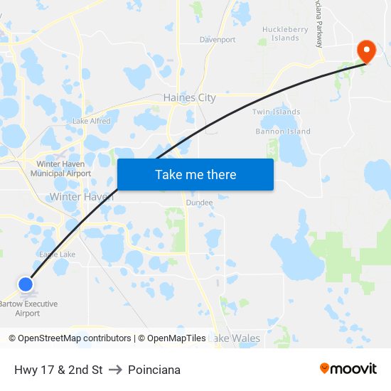 Hwy 17 & 2nd St to Poinciana map