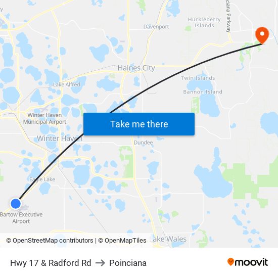 Hwy 17 & Radford Rd to Poinciana map