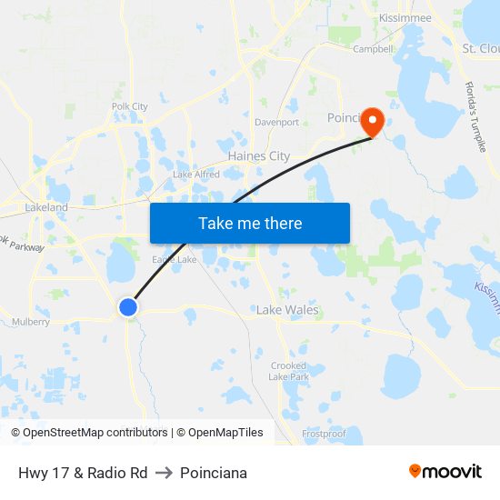 Hwy 17 & Radio Rd to Poinciana map