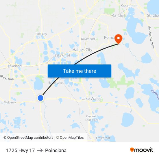 1725 Hwy 17 to Poinciana map