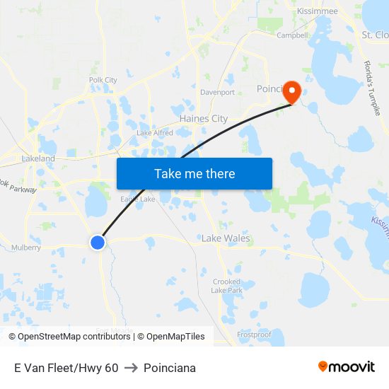 E Van Fleet/Hwy 60 to Poinciana map