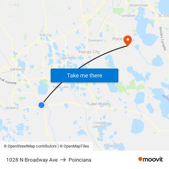 1028 N Broadway Ave to Poinciana map