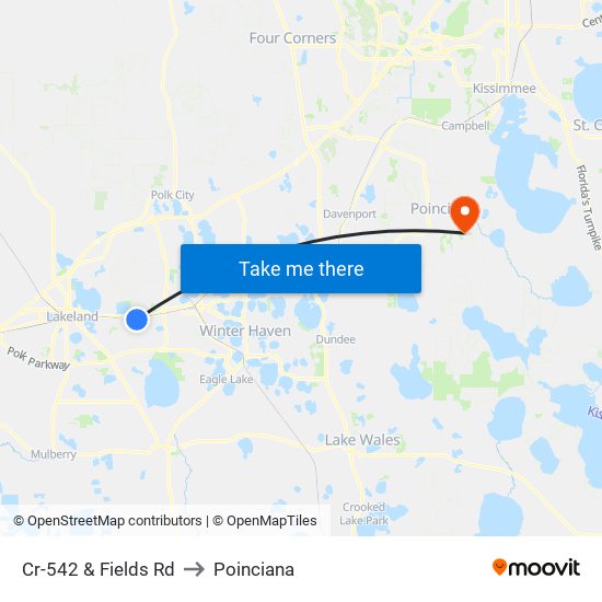 Cr-542 & Fields Rd to Poinciana map
