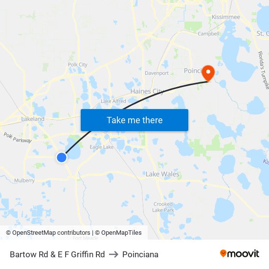 Bartow Rd & E F Griffin Rd to Poinciana map