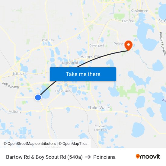 Bartow Rd & Boy Scout Rd (540a) to Poinciana map