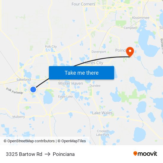 3325 Bartow Rd to Poinciana map