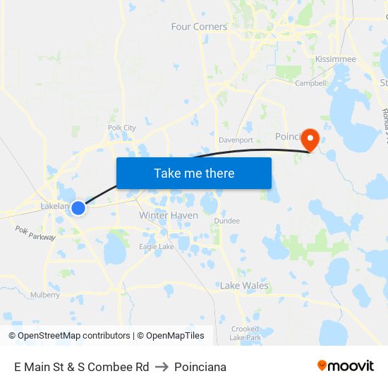 E Main St & S Combee Rd to Poinciana map