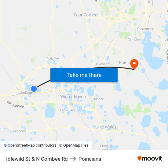 Idlewild St & N Combee Rd to Poinciana map