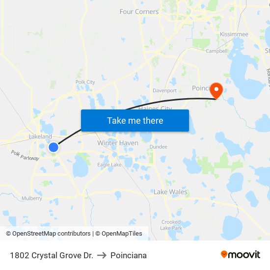 1802 Crystal Grove Dr. to Poinciana map