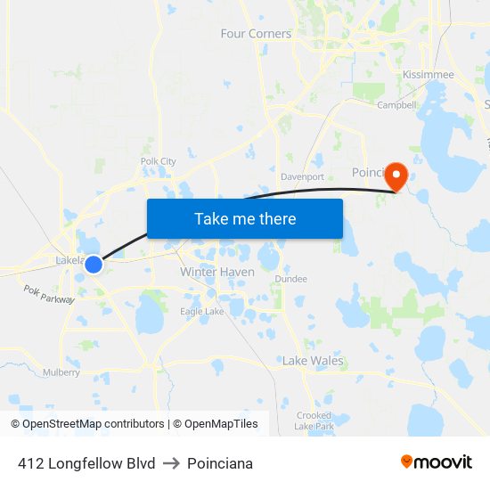 412 Longfellow Blvd to Poinciana map