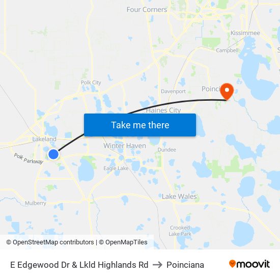 E Edgewood Dr & Lkld Highlands Rd to Poinciana map