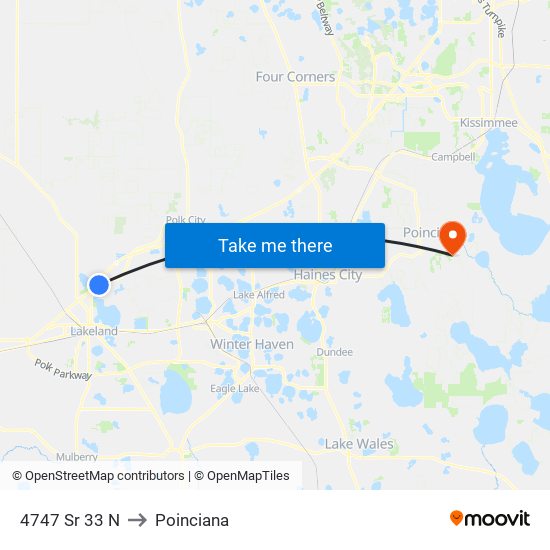 4747 Sr 33 N to Poinciana map