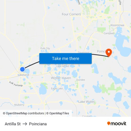 Antilla St to Poinciana map