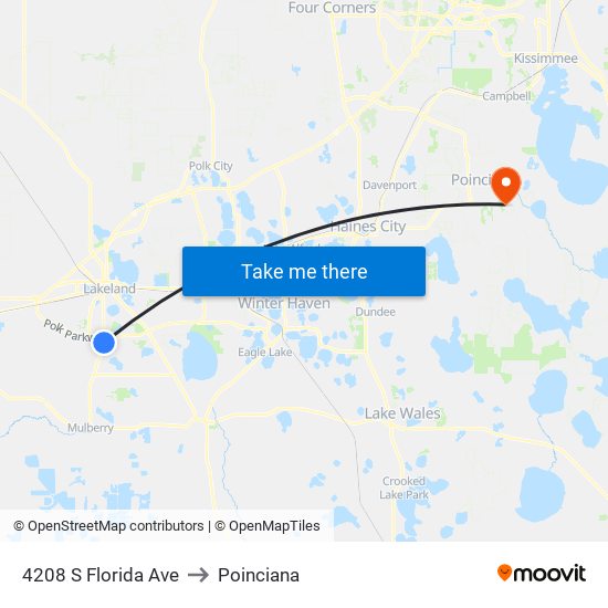4208 S Florida Ave to Poinciana map