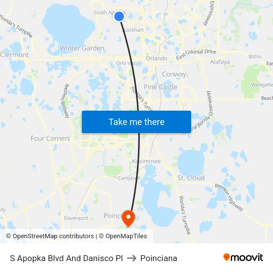 S Apopka Blvd And Danisco Pl to Poinciana map