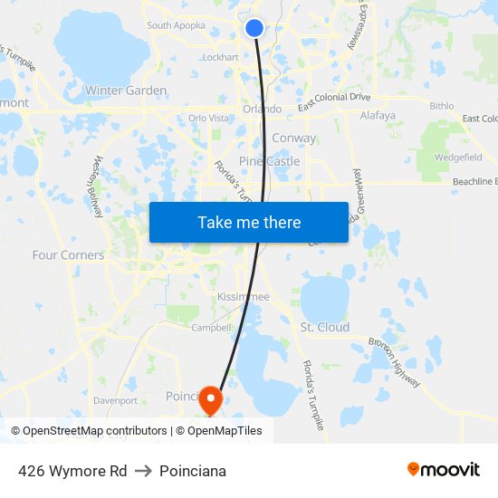 426 Wymore Rd to Poinciana map