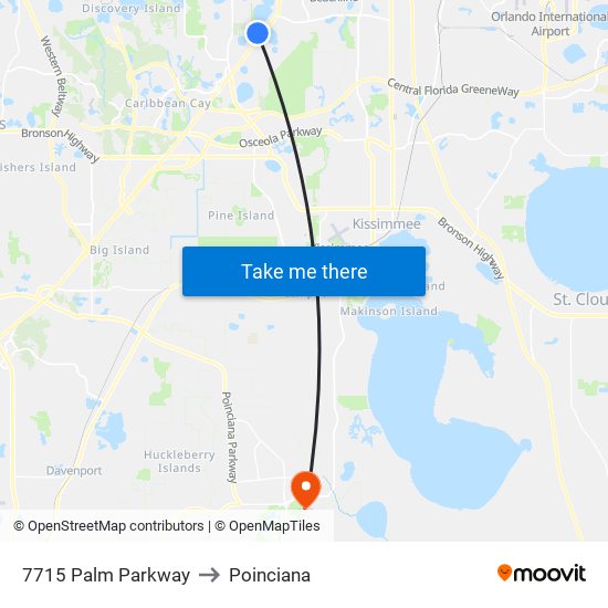 7715 Palm Parkway to Poinciana map