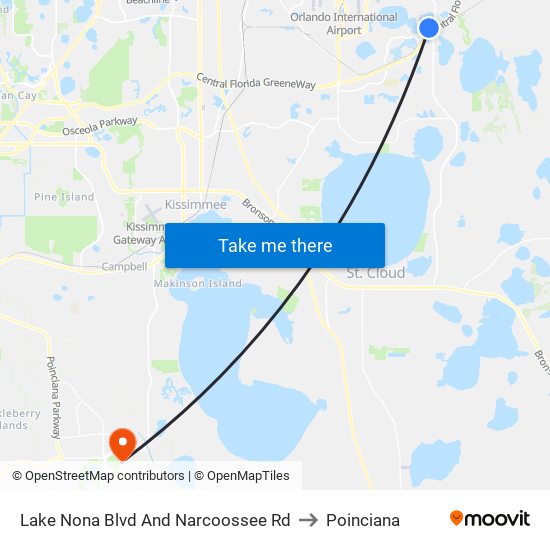 Lake Nona Blvd And Narcoossee Rd to Poinciana map