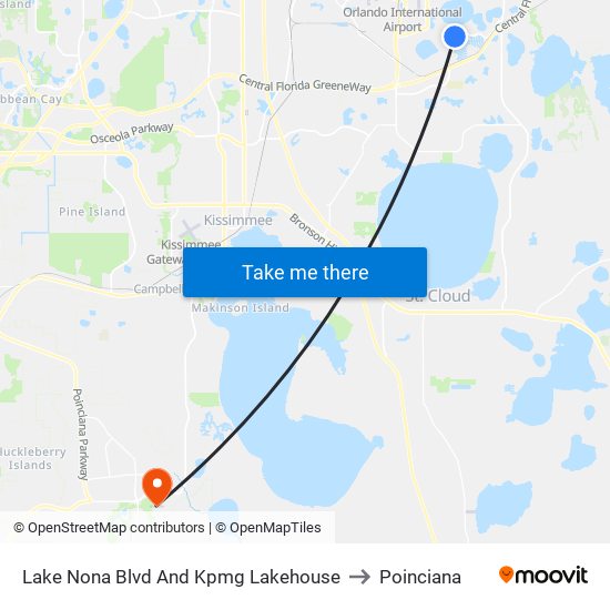 Lake Nona Blvd And Kpmg Lakehouse to Poinciana map