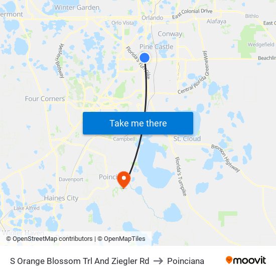 S Orange Blossom Trl And Ziegler Rd to Poinciana map