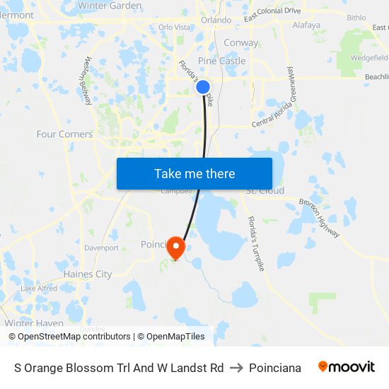 S Orange Blossom Trl And W Landst Rd to Poinciana map
