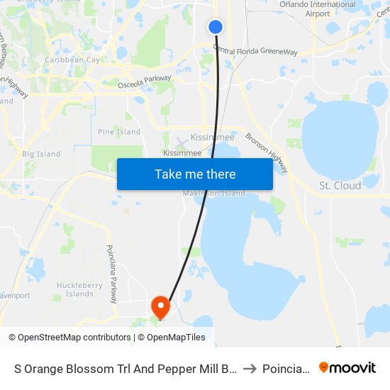 S Orange Blossom Trl And Pepper Mill Blvd to Poinciana map